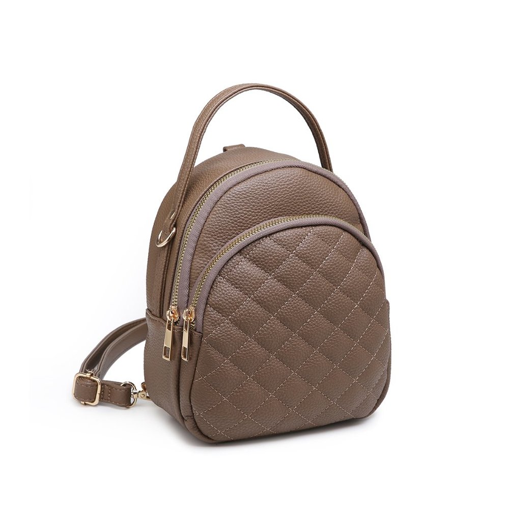 Leatherette Quilted Pattern Backpack - Picture 5 of 8